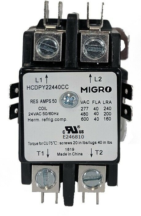 Milnor 09MR08B33R 12A 3P Rev 2N/C 120V 5/6 Hardware Contactors New 